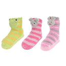 Kids Fuzzy Animal Non-Slip Slippers: 3 Pairs