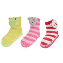 Kids Fuzzy Animal Non-Slip Slippers: 3 Pairs