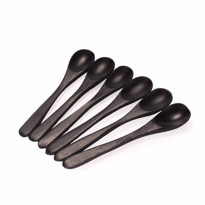 bamboomn Small Bamboo Salt/Spice Spoon - Oval Head - Black