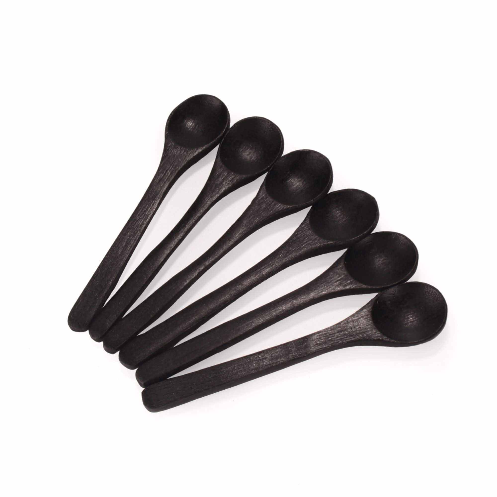 Small Bamboo Salt/Spice Spoon - Round Head - Black