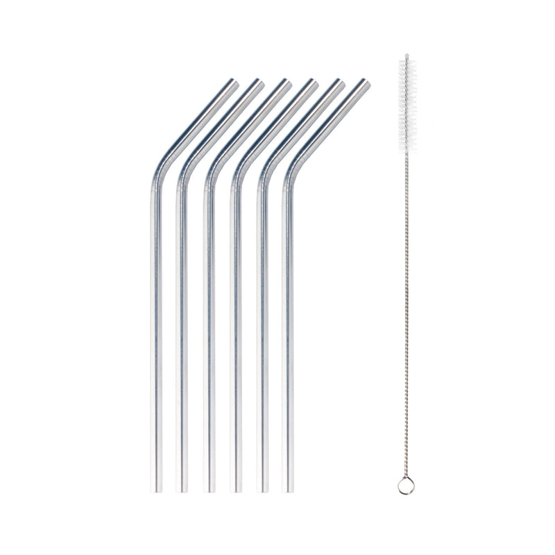 Stainless Steel Reusable Drinking Straw w/ Cleaning Brush