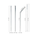 Stainless Steel Reusable Drinking Straw w/ Cleaning Brush Dimensions