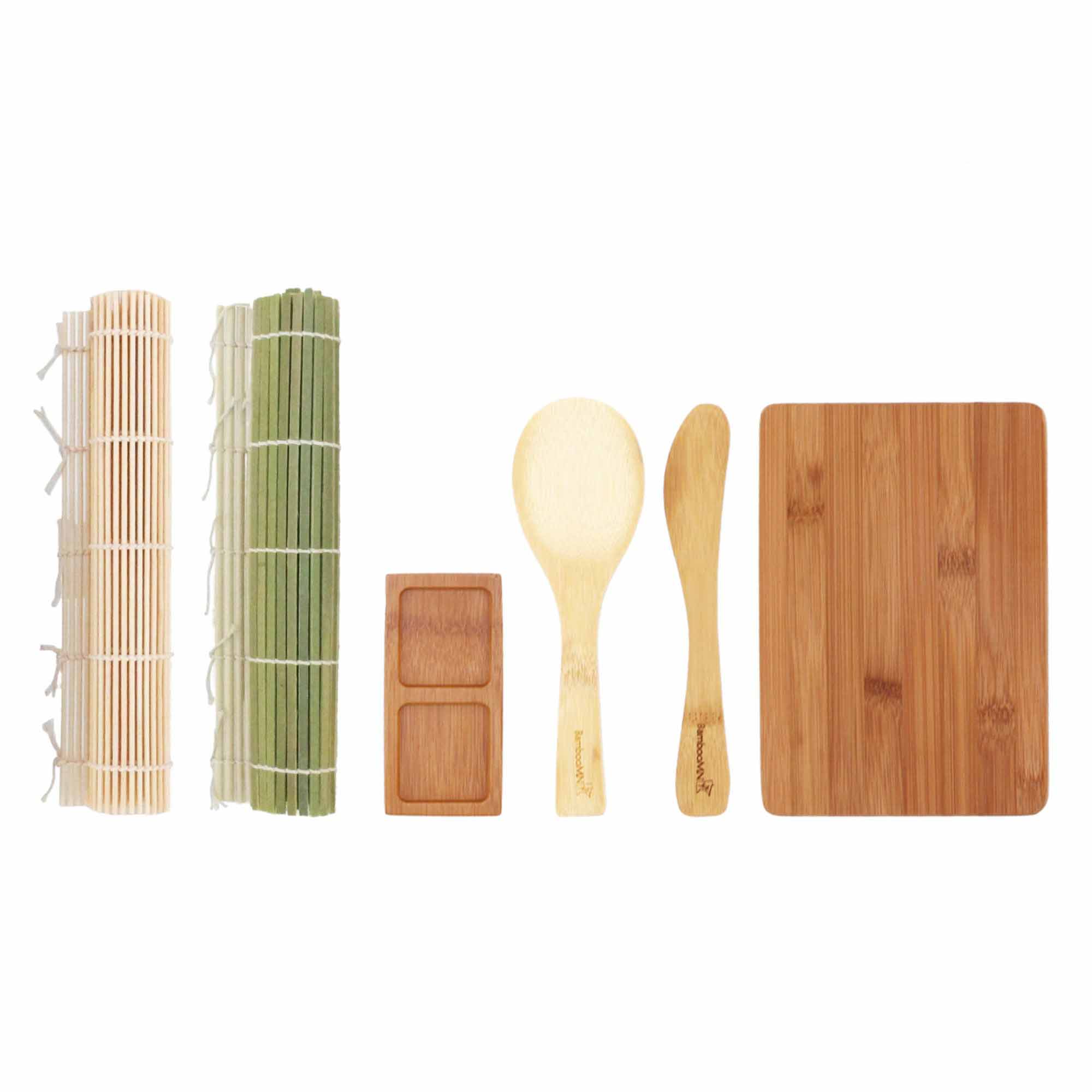 Sushi Maker Kit - Sushi Rolling Mats, Rice Paddle, Spreader, Sushi Sauce Dish, and Cutting Display Board