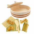 19pc Sushi Oke Tub with Lid Hangiri Sushi Making Set