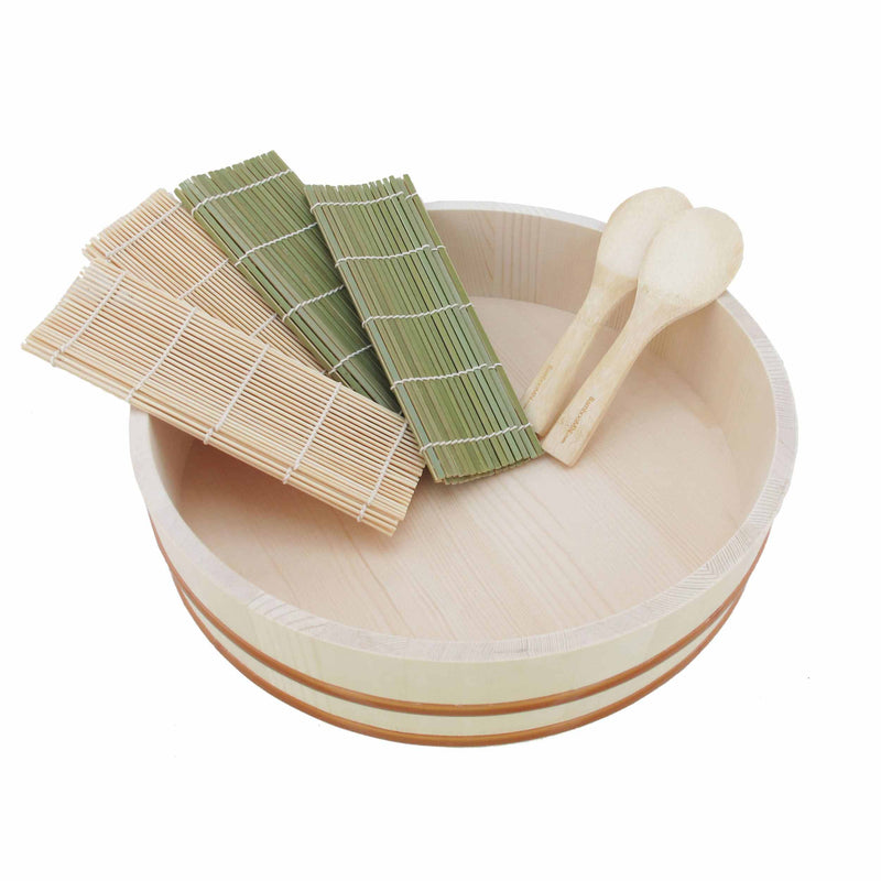 BambooMN 10.6 Hangiri Oke Sushi Rijst Koelkom/Bad met Deksel, 1 Stuk - Klein BambooMN 10.6 Hangiri Oke Sushi Rijst Koelkom/Bad met Deksel, 1 Stuk - Klein