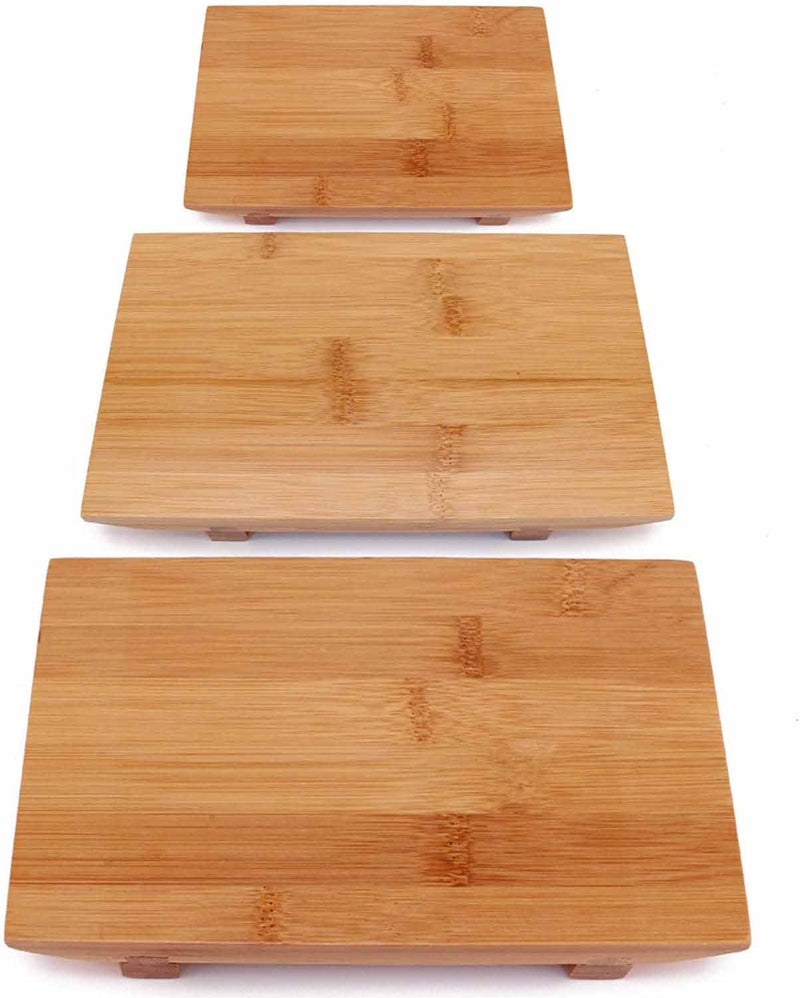 Bamboo Sushi Board Tray, Chopsticks and Compartment Sauce Dish, Varies Sizes and Style