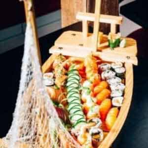 Large Wooden Sushi Display Serving Tray Boat
