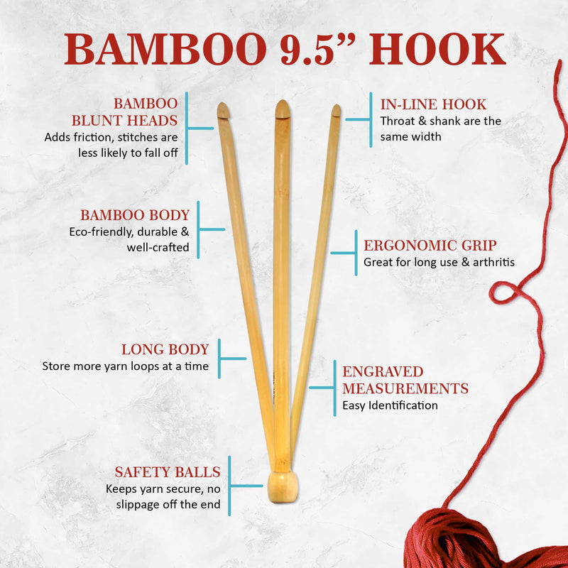  KOKNIT 20pcs Bamboo Crochet Hooks, Lightweight and Eco