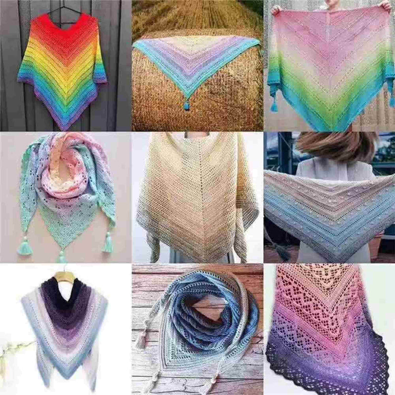 different shawls made with ombre blast