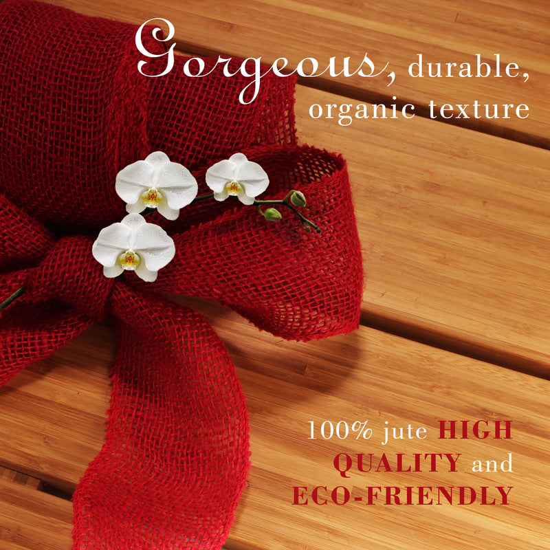 gorgeous, durable, organic texture 3 inch wide burlap ribbon 100% jute high quality and eco-friendly