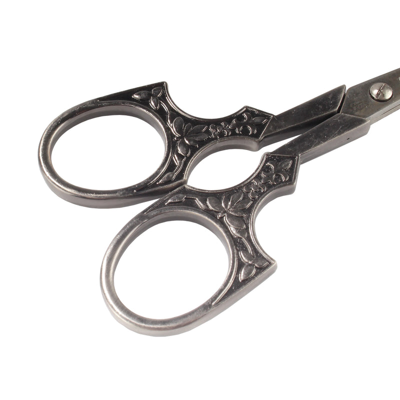 Embroidery Scissors with Decorative Antique Style Handles Close up