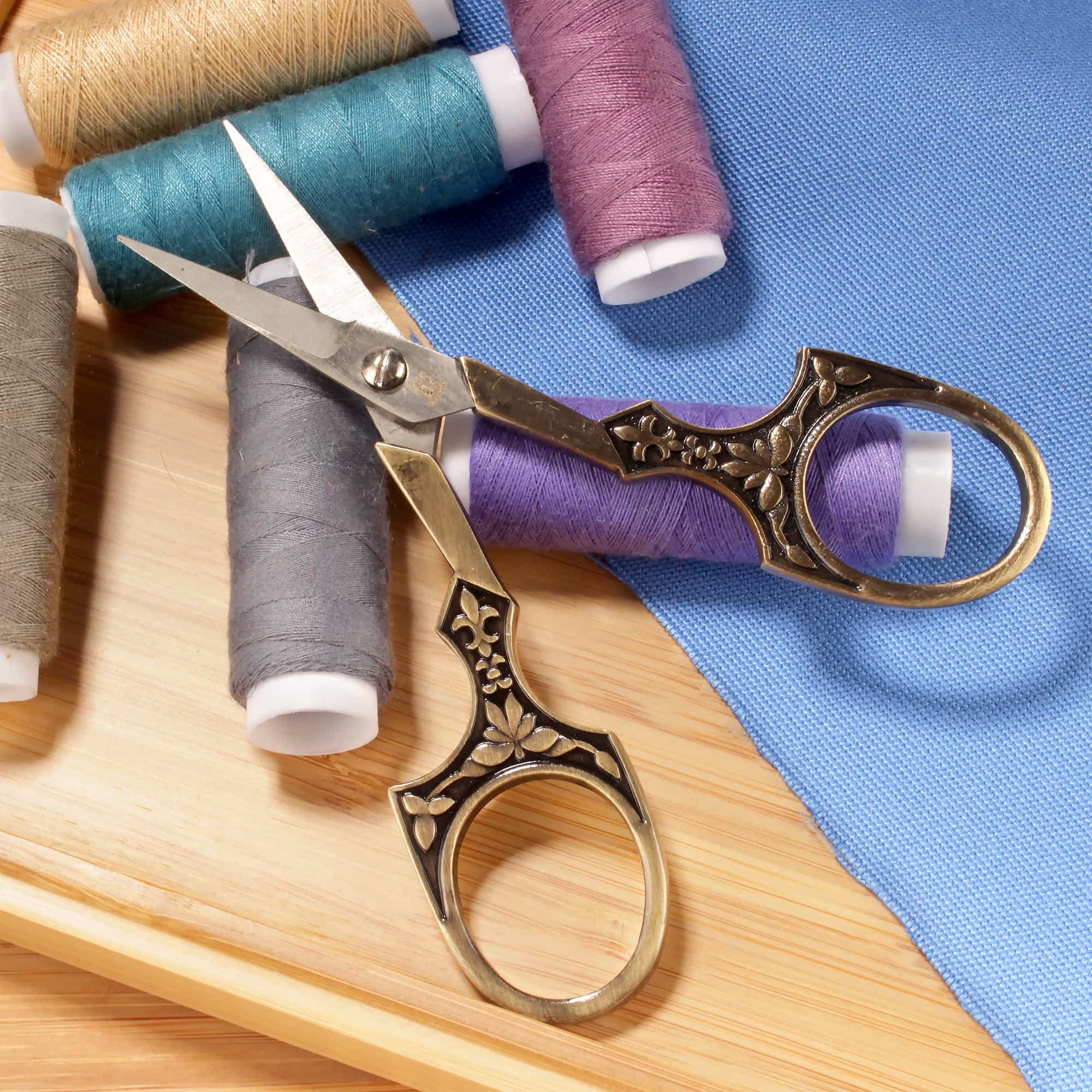 Embroidery Scissors with Decorative Antique Style Handles Spool of String