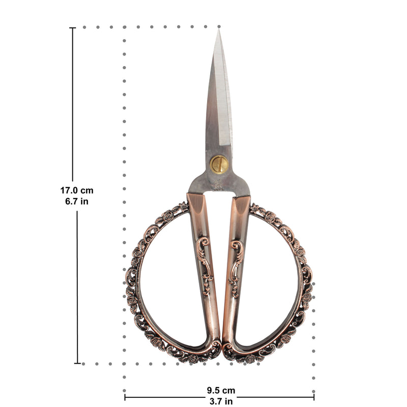 Embroidery Scissors with Delicate Rose Handles Dimensions