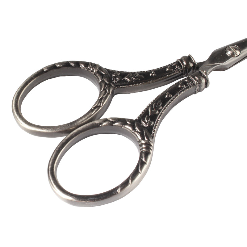 Embroidery Scissors with Decorative Cast Floral Handles Close up
