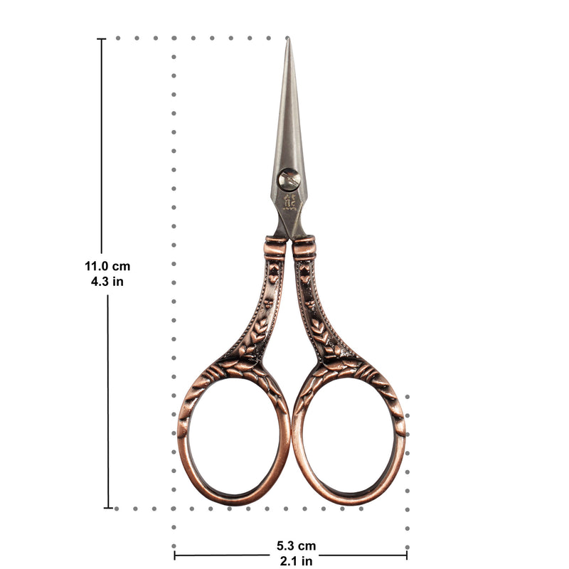 Embroidery Scissors with Decorative Cast Floral Handles Dimensions