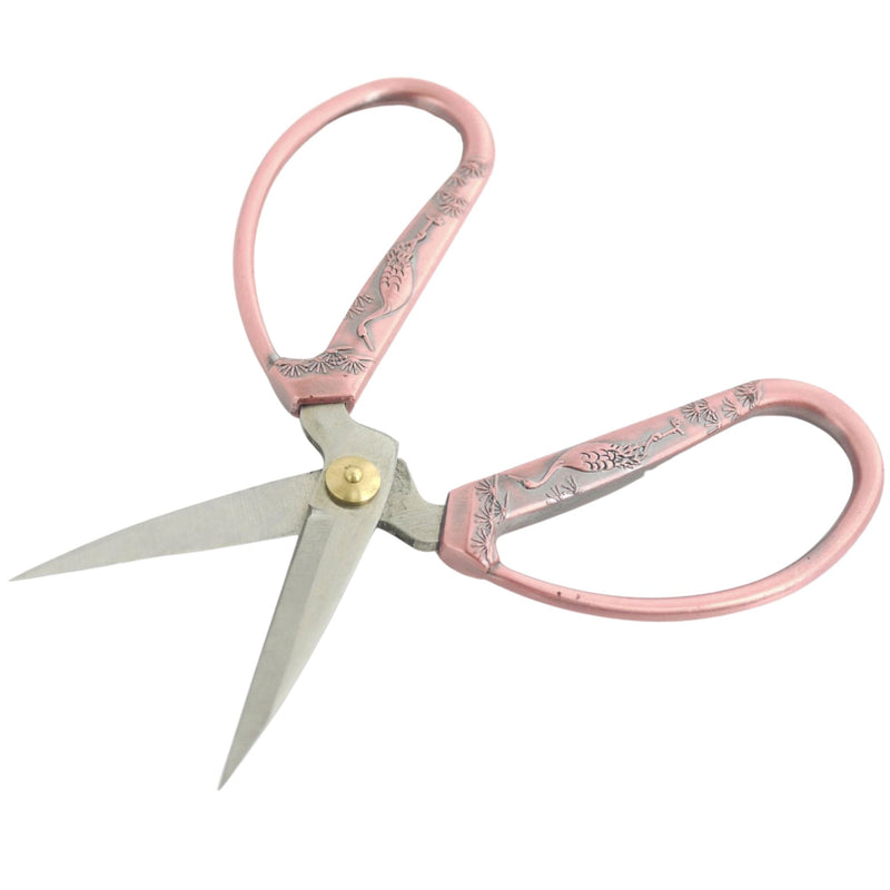 Embroidery Scissors with Decorative Crane Motif Handles Open Blade