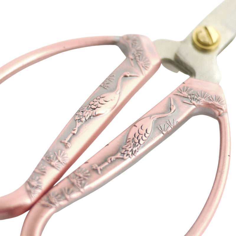 Embroidery Scissors with Decorative Crane Motif Handles Handle Close Up