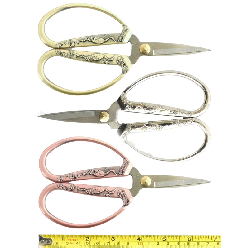 Embroidery Scissors with Decorative Crane Motif Handles Size