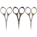 Embroidery Scissors with Decorative Sun Motif Handles Black, Brushed Nickel, Silver