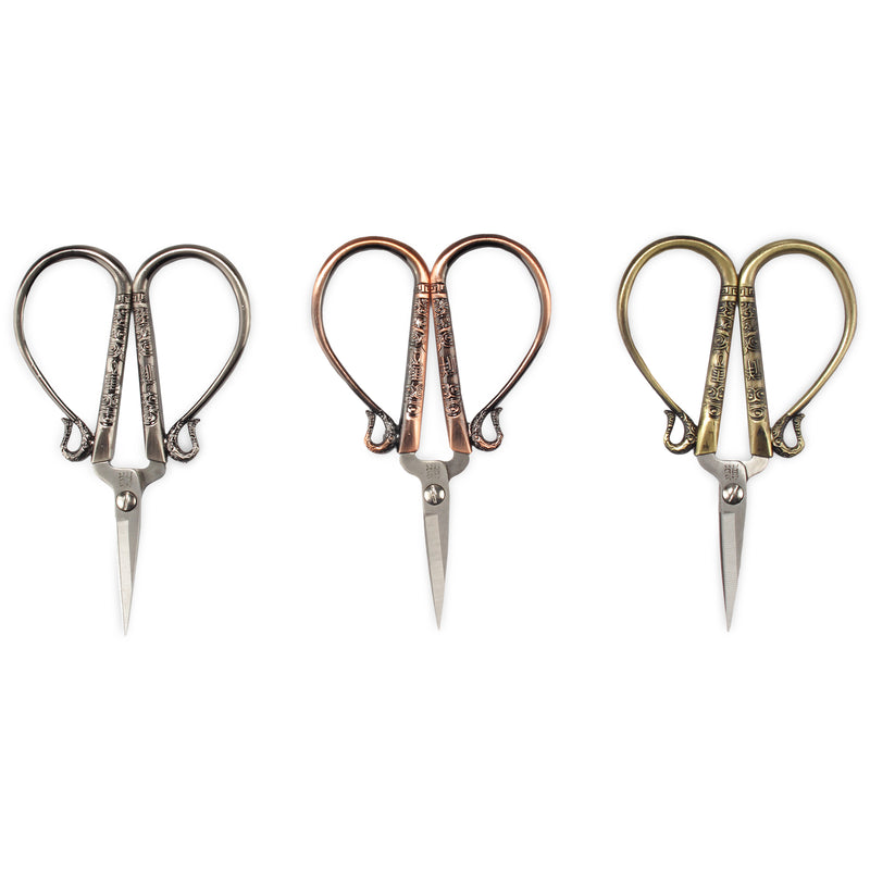 Embroidery Scissors with Traditional Chinese Handles Copper, Bronze, Silver