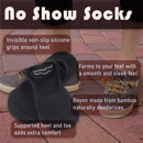women's bamboo no show sock information chart