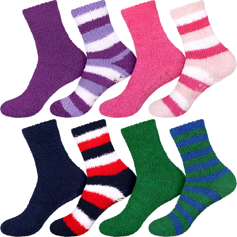Assorted Fuzzy Non-Skid/Stripe/Solid Home Socks