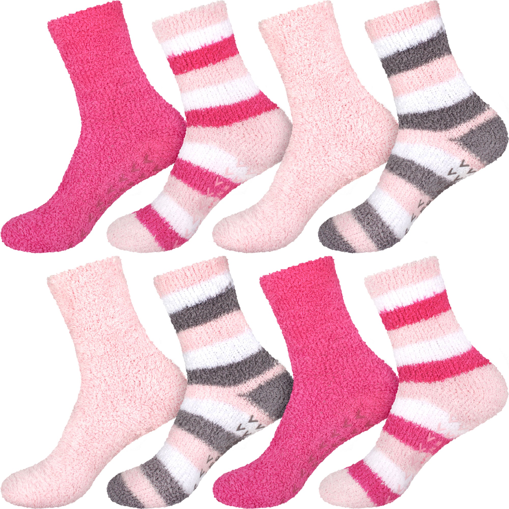 Assorted Fuzzy Stripe Solid Non-Slip Home Socks