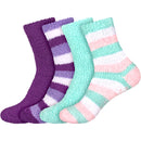 Assorted Fuzzy Stripe Solid Non-Slip Home Socks