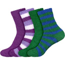 Assorted Fuzzy Stripe Solid Non-Slip Home Socks