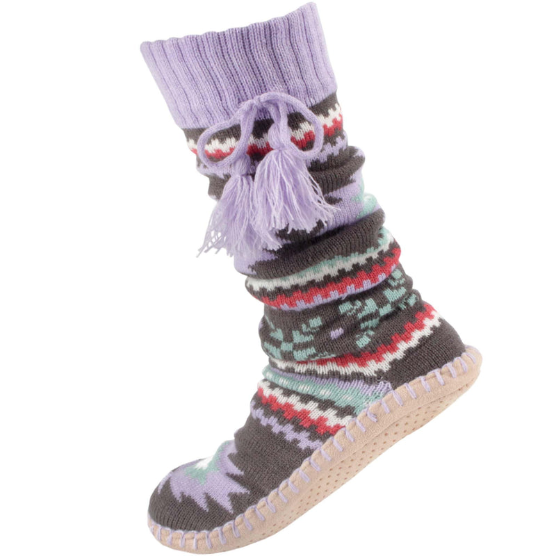 Women's Soft Fuzzy Furry Gripper Slipper Socks with Tassel - Polar Bear -  L/XL - 1 Pair 