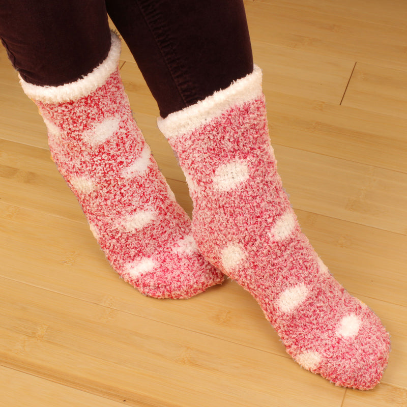 Women's Fuzzy Polka Dot Cuff Socks