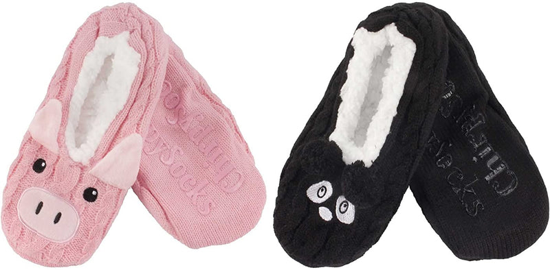 Black and Pink fuzzy slippers