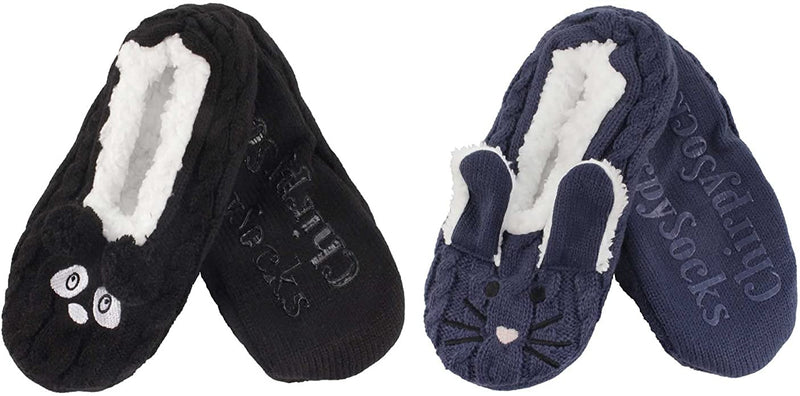 Black and Blue fuzzy slippers