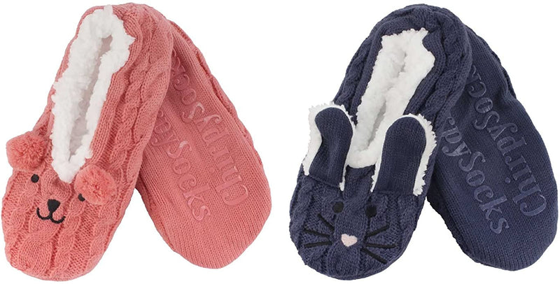 Pink and Blue fuzzy slippers