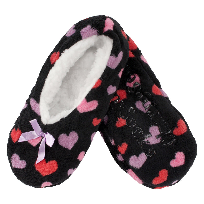 Women Soft Warm Cozy Fuzzy Furry Hearts Stripes Slippers Non-Slip Lined Socks, 1 Pair and 2 Pairs