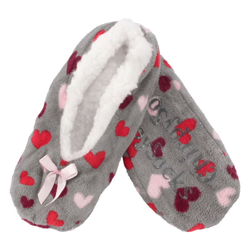 Women Soft Warm Cozy Fuzzy Furry Hearts Stripes Slippers Non-Slip Lined Socks, 1 Pair and 2 Pairs