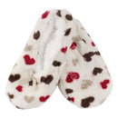 Women's Hearts Stripes Slippers Non-Slip Lined Socks: 1 & 2 Pairs