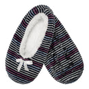 Women's Hearts Stripes Slippers Non-Slip Lined Socks: 1 & 2 Pairs