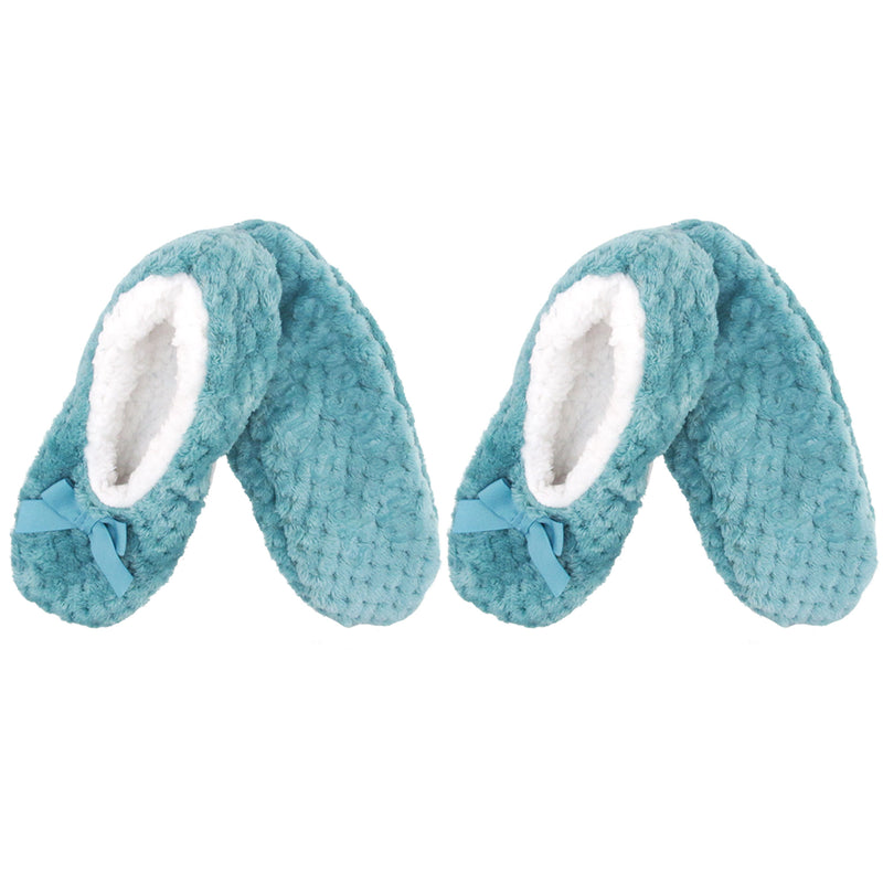 Adult Women Soft Touch Slippers Non-Slip Lined Socks, 2 Pairs