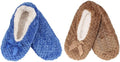 Blue and Brown fuzzy slippers