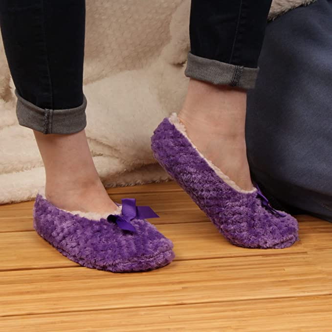 Purple fuzzy slippers