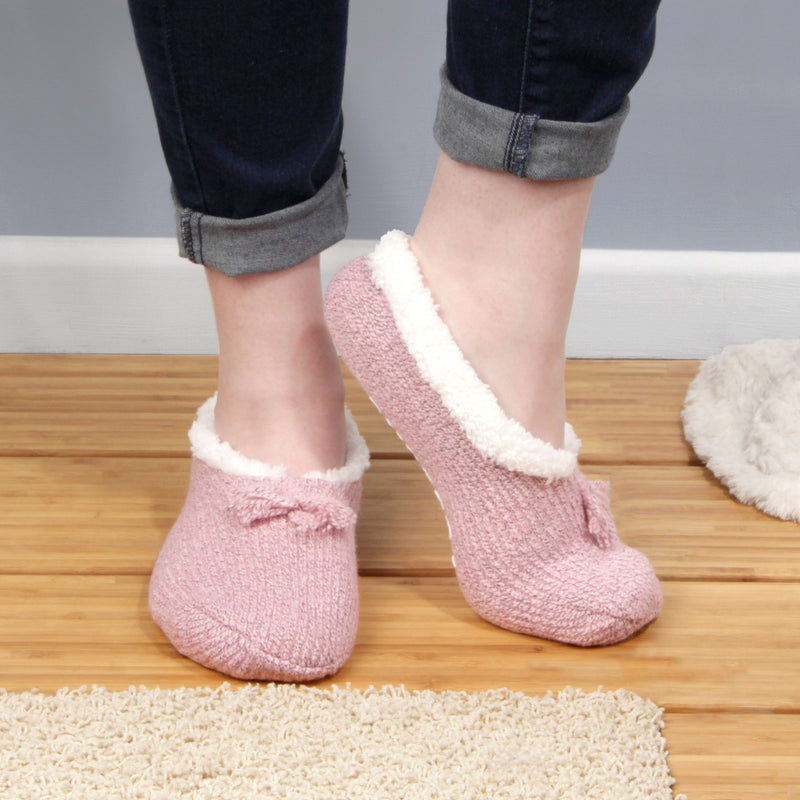 Adult Women's Fuzzy Non-Slip Fancy Yarn Slippers Socks, Assortment Pack