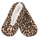 Women's Cheetah Print Non-Slip Lined Slipper Socks: 1 Pair
