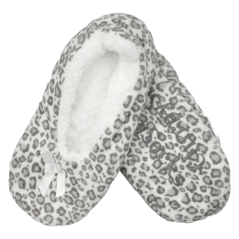 Women's Fuzzy Cheetah Print Non-Slip Lined Slipper Socks, 1 Pair