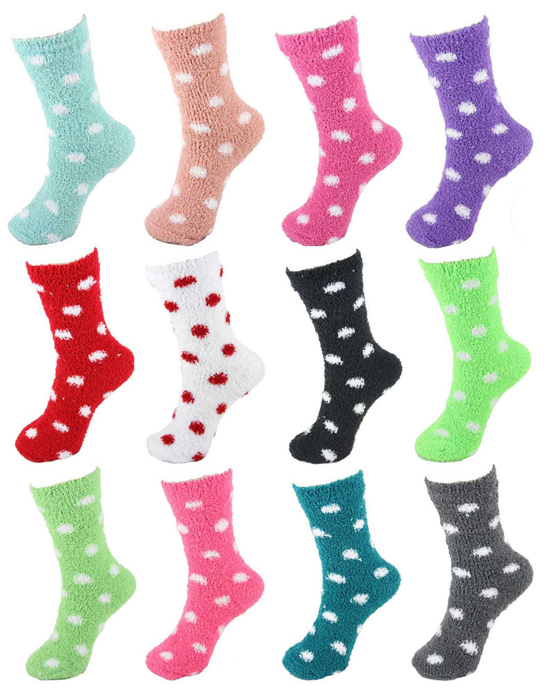 Women's Fuzzy Cozy Warm Polka Dot House Socks Assortment D1