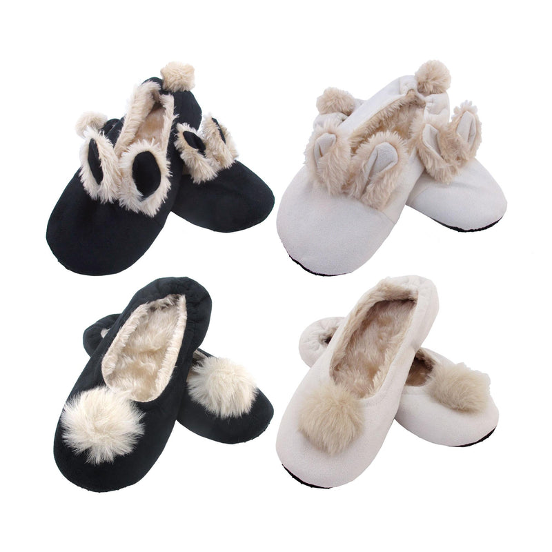 Women's Adult Soft Warm Cozy Fuzzy Rabbit Pompom Comfort Home Slippers Socks, Assortments