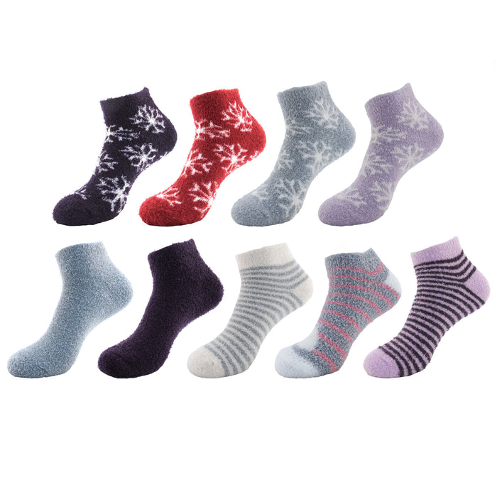 bamboomn Women's Fuzzy Feather Yarn Ankle Socks