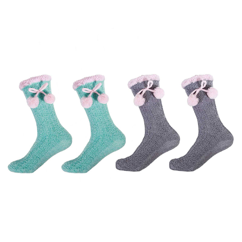 Women's Soft Warm Fuzzy Flush Non-Skid Chenille Crew Socks, 4 Pairs As