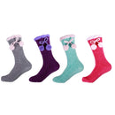 Women's Fuzzy Flush Non-Slip Chenille Crew Socks Assortments: 4 Pairs