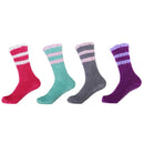 Women's Fuzzy Flush Non-Slip Chenille Crew Socks Assortments: 4 Pairs